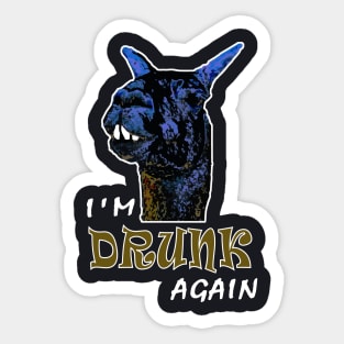 I'm Drunk Again Funny Llama T-Shirt Sticker